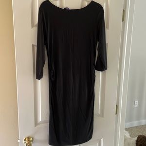 Knee length cotton quarter sleeve black dress